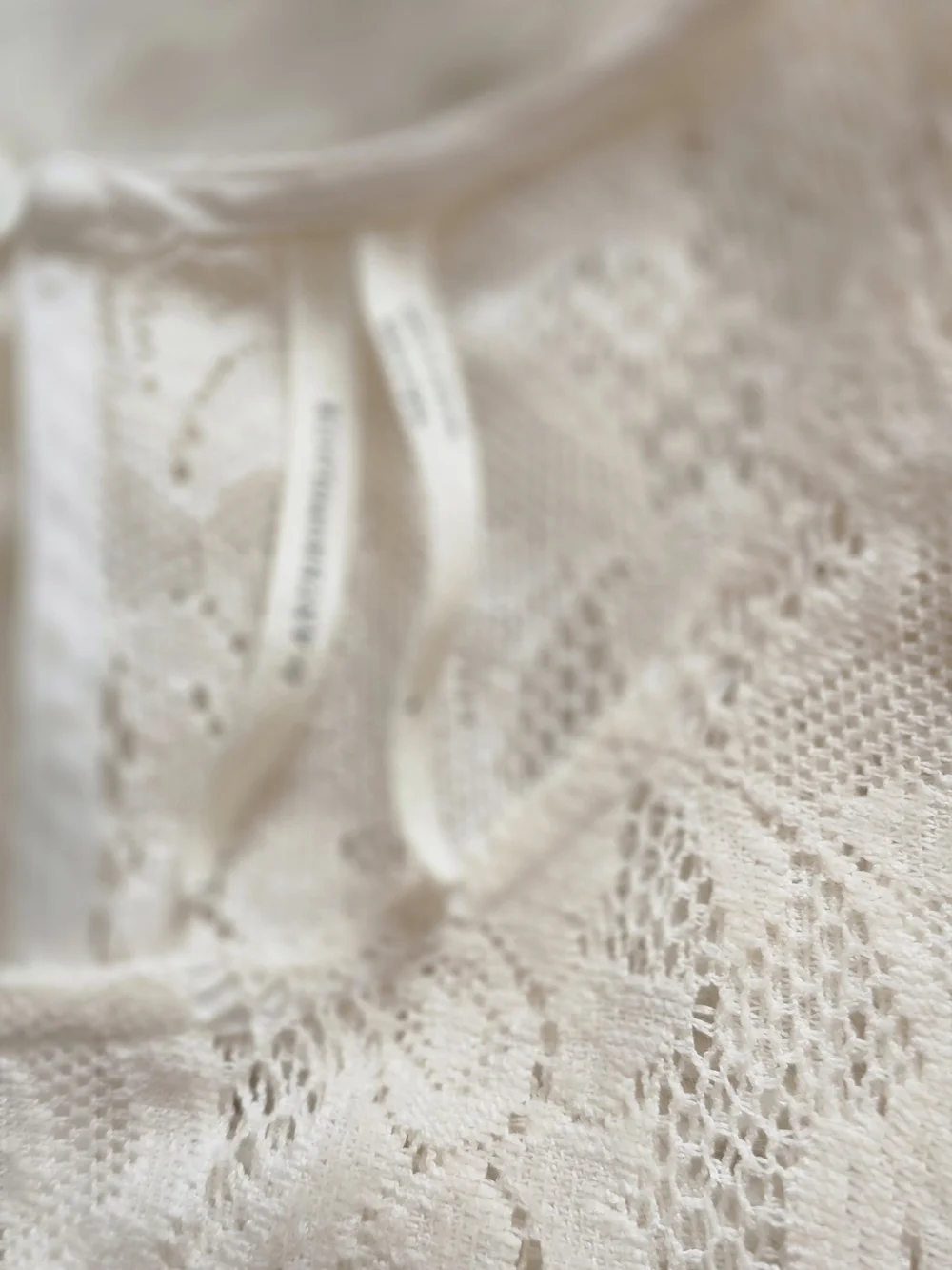 Anthropologie Cream Lace Puff Sleeve Top